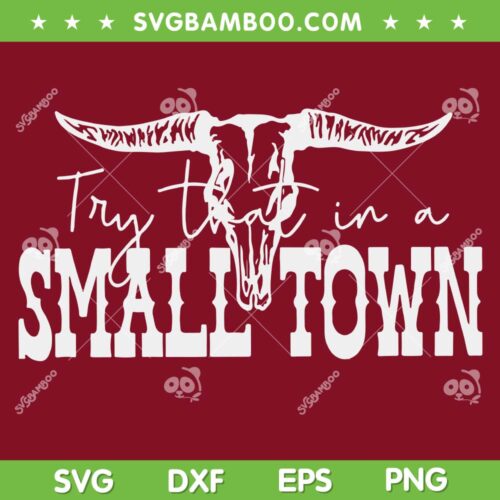 Retro Try That In A Small Town SVG PNG, Aldean Small Town SVG, Western Bull Skull DXF SVG PNG EPS