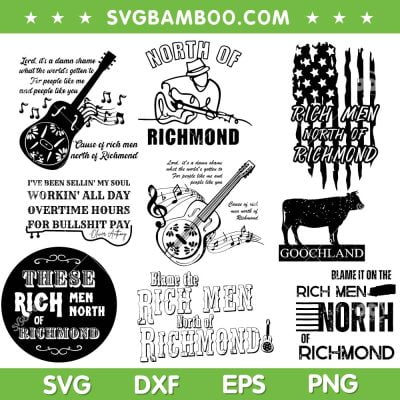 Rich Men North Of Richmond SVG Bundle, Oliver Anthony Country Music SVG Bundle, Goochland DXF SVG PNG EPS