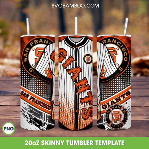 San Francisco Giants Jersey 20oz Skinny Tumbler Template PNG, MLB San Francisco Giants Tumbler Wrap PNG, Baseball Logo Tumbler Template PNG