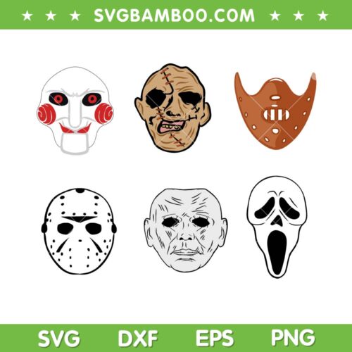 Scary Horror Movie Face Masks Clown SVG, Reaper Halloween SVG, Movie Halloween DXF SVG PNG EPS