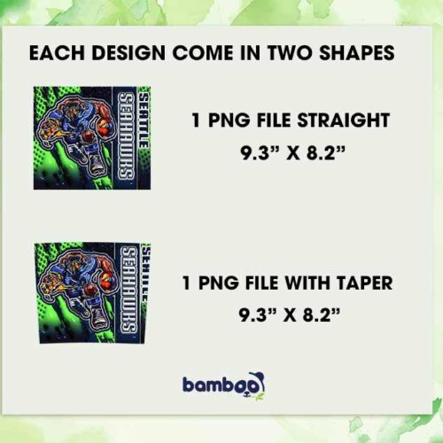 Seattle Seahawks Mascot 3D Inflated Tumbler Wrap PNG, Seahawks Football 20oz Skinny Tumbler, Sport Team Logo Tumbler Template PNG