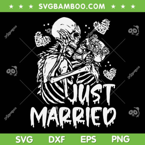 Skeleton Couple Just Married SVG PNG, Skeleton Kiss SVG, Skull Lovers DXF SVG PNG EPS