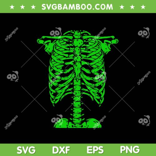 Skeleton Green Rib Cage Bone SVG PNG, Funny Skeleton Halloween SVG, Skeleton Ribcage DXF SVG PNG EPS