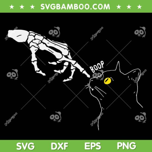 Skeleton Hand Touch Nose Cat SVG PNG, Spooky Boop Halloween Costume SVG, Boop Skeleton With Cat DXF SVG PNG EPS