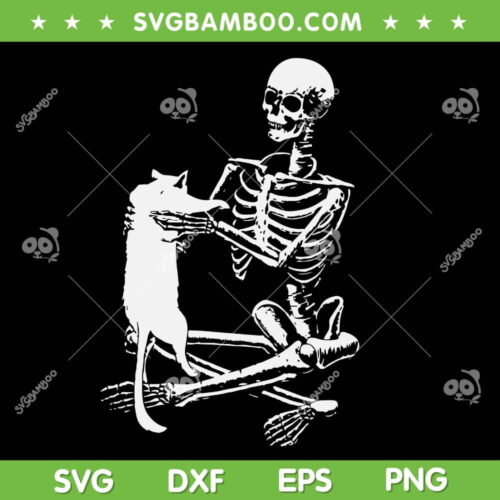 Skeleton Holding A Cat SVG PNG, Halloween Skeleton With Cat SVG, Skull Cat Lover DXF SVG PNG EPS