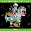 Skeleton Riding Mummy Dinosaur PNG, Halloween Skeleton Trex PNG, Dinosaur Riding Skeleton PNG