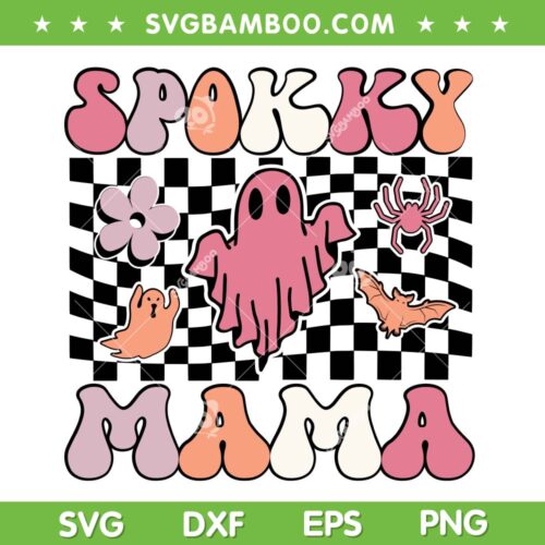 Spooky Mama Retro Groovy SVG PNG, Groovy Spooky Mama SVG, Retro Halloween Ghost DXF SVG PNG EPS