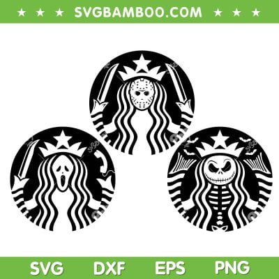 Starbucks Horror Movie SVG PNG, Ghostface Jason Jack Skellington Coffee SVG, Coffee Halloween DXF SVG PNG EPS