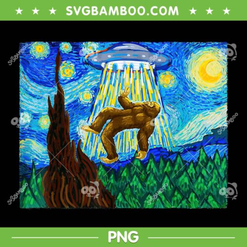 Starry Night Bigfoot Alien PNG, Bigfoot Van Gogh PNG, Bigfoot Starry Night PNG