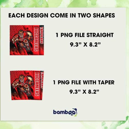 Tampa Bay Buccaneers Mascot 3D Inflated Tumbler Wrap PNG, Buccaneers Football 20oz Skinny Tumbler, NFL Logo Tumbler Template PNG