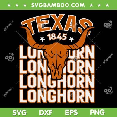 Texas 1845 Longhorn SVG PNG, Vintage Western Bull Skull SVG, Texas Longhorn DXF SVG PNG EPS