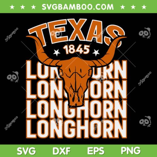 Texas 1845 Longhorn SVG PNG, Vintage Western Bull Skull SVG, Texas Longhorn DXF SVG PNG EPS
