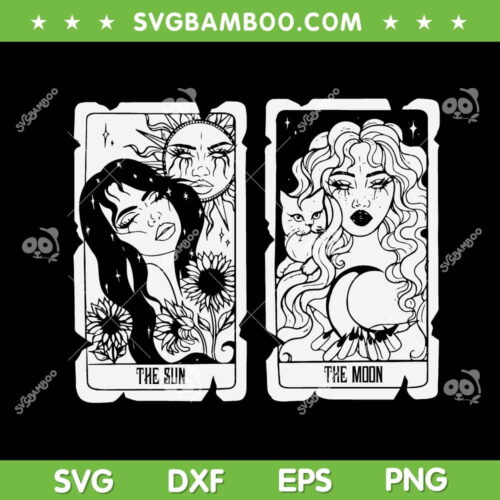 The Sun The Moon Tarot Card SVG PNG, Witch Tarot SVG, Tarot Card The Witch DXF SVG PNG EPS