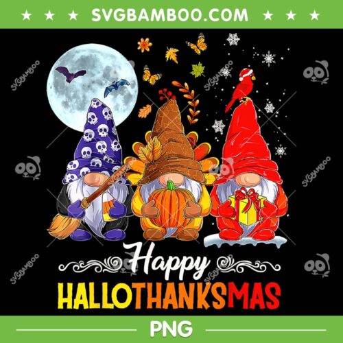 Three Gnomes Halloween Thanksgiving Christmas PNG, Happy HallothanksMas Gnomes PNG, Holiday Gnomes PNG