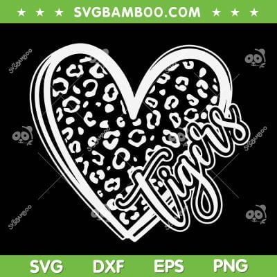 Tigers Heart Leopard SVG PNG, School Sports Fan Team SVG, Spirit Mascot Cute Heart Gift DXF SVG PNG EPS Tigers Heart Leopard SVG PNG, School Sports Fan Team SVG, Spirit Mascot Cute Heart Gift DXF SVG PNG EPS