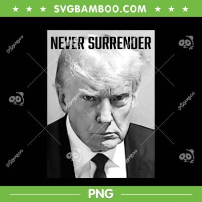 Trump Mug Shot PNG, Never Surrender Donald Trump Mugshot PNG, Donald Trump Arrested PNG