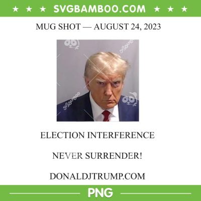 Trump Mug Shot White PNG, Mug Shot August 24 2023 PNG, Donald Trump Prison Records PNG