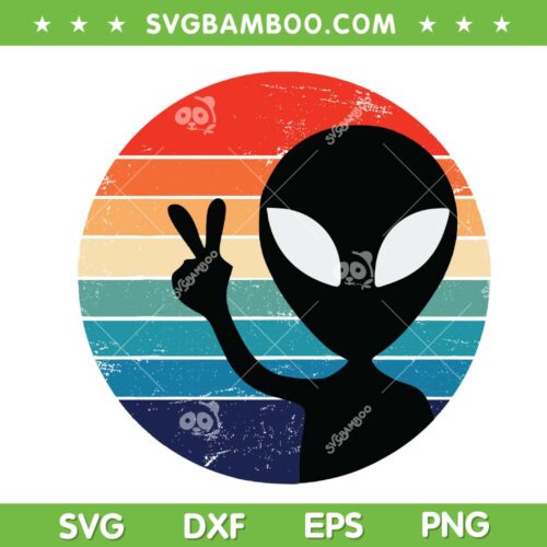 Vintage Alien SVG PNG, Alien Halloween Costume Retro SVG, Funny Halloween Ailen DXF SVG PNG EPS
