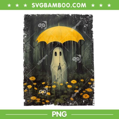 Vintage Floral Ghost Halloween PNG, Ghost In The Forest Gothic PNG, Floral Ghost With Umbrella PNG