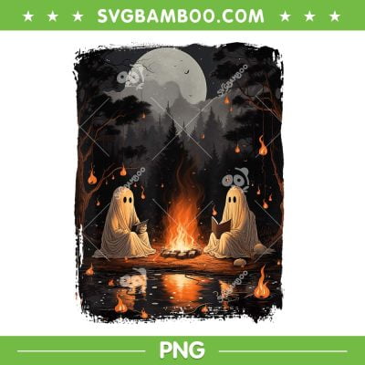 Vintage Ghost Book Reading Camping PNG, Ghost Gothic Halloween Teachers PNG, Ghost Halloween PNG