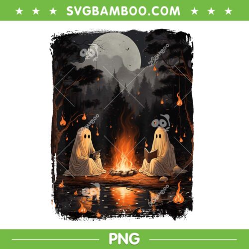 Vintage Ghost Book Reading Camping PNG, Ghost Gothic Halloween Teachers PNG, Ghost Halloween PNG