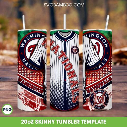 Washington Nationals Jersey 20oz Skinny Tumbler Template PNG, MLB Washington Nationals Jersey Tumbler Wrap PNG, Baseball Jersey Tumbler Template PNG