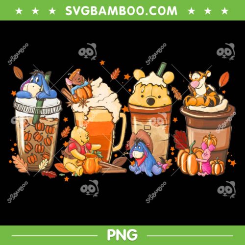 Winnie The Pooh Coffee PNG, Thankgivings Autumn Winnie The Pooh PNG, Disney Coffee Halloween PNG