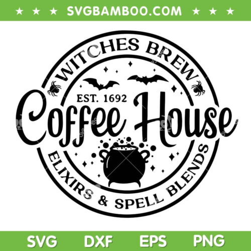 Witches Brew Coffee House SVG PNG, Halloween Witch House SVG, Coffee Halloween DXF SVG PNG EPS