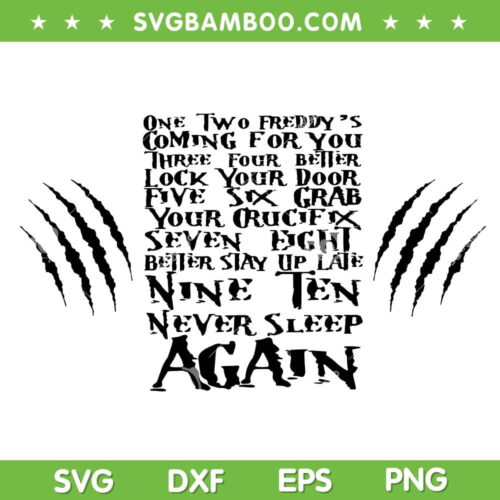 Freddy Krueger Song One Two SVG PNG, Freddy Song SVG, Horror Movie Halloween DXF SVG PNG EPS