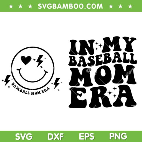 In My Baseball Mom Era SVG PNG, Retro Groovy Baseball Mom Front And Back SVG, Baseball Mama DXF SVG PNG EPS
