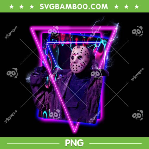 Jason Voorhees Neon PNG, Jason Voorhees Scary Movie PNG, Jason Horror Halloween 2022 PNG