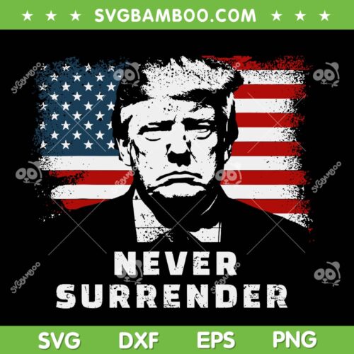 Trump Never Surrender SVG PNG, Donald Trump American Flag SVG, Trump 2024 DXF SVG PNG EPS