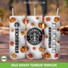 3D Inflated Coffee Fall Autumn Tumbler Wrap PNG, Starbucks Fall Halloween 20oz Skinny Tumbler Template PNG