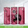 3D Inflated Ghostface No You Hang Up Tumbler Wrap PNG, Starbucks Coffee Ghostface 20oz Skinny Tumbler Template PNG