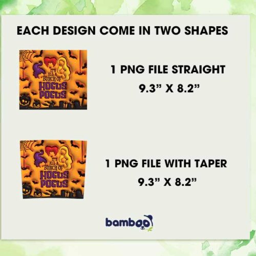 3D Inflated Hocus Pocus Halloween Tumbler Wrap PNG, The Sanderson Sister 3D 20oz Skinny Tumbler Template PNG