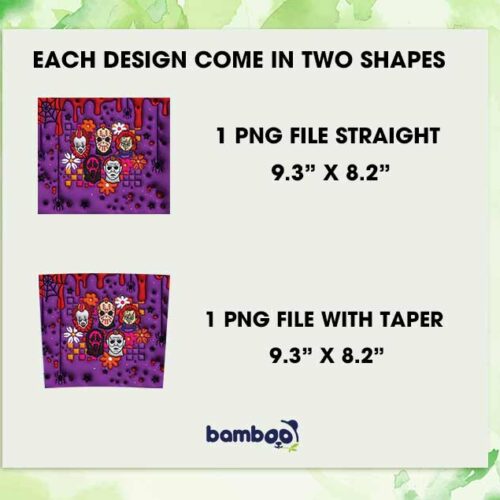 3D Inflated Horror Movie Halloween 20oz Skinny Tumbler Template PNG, Horror Characters 20oz Skinny Tumbler Template PNG