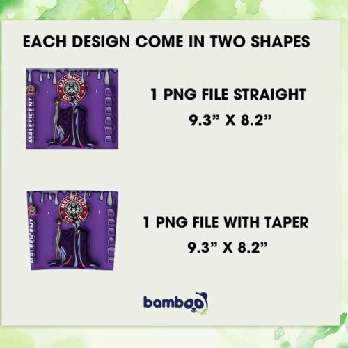 3D Inflated Maleficent Coffee Halloween Tumbler Wrap PNG, Disney Halloween 20oz Skinny Tumbler Template PNG