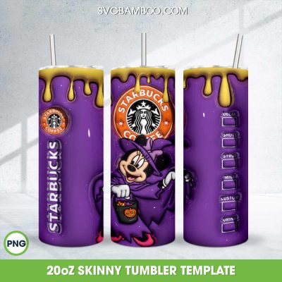3D Inflated Minnie Mouse Witch Coffee Tumbler Wrap PNG, Disney Starbucks Coffee 20oz Skinny Tumbler Template PNG 3D Inflated Minnie Mouse Witch Coffee Tumbler Wrap PNG, Disney Starbucks Coffee 20oz Skinny Tumbler Template PNG