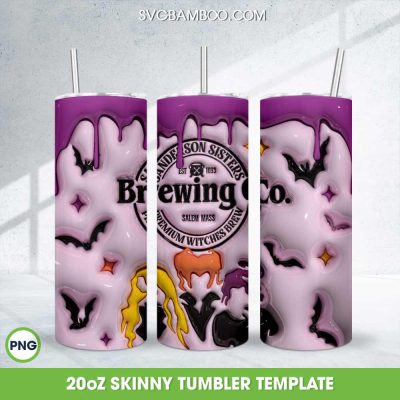 3D Inflated Sanderson Sisters Brewing Co Coffee Tumbler Wrap PNG, Hocus Pocus Salem 20oz Skinny Tumbler Template PNG 3D Inflated Sanderson Sisters Brewing Co Coffee Tumbler Wrap PNG, Hocus Pocus Salem 20oz Skinny Tumbler Template PNG