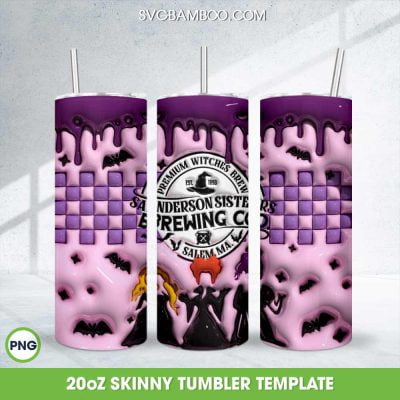3D Inflated Sanderson Sisters Brewing Co Tumbler Wrap PNG, Hocus Pocus Halloween 20oz Skinny Tumbler Template PNG 3D Inflated Sanderson Sisters Brewing Co Tumbler Wrap PNG, Hocus Pocus Halloween 20oz Skinny Tumbler Template PNG