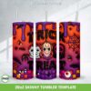 3D Inflated Trick or Treat Tumbler Wrap PNG, Halloween Horror Movie 3D 20oz Skinny Tumbler Template PNG