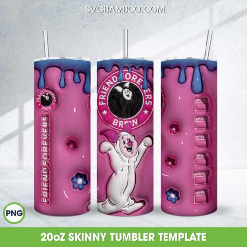 3D Inflated Piglet Winnie The Pooh Tumbler Wrap PNG, Piglet Coffee 20oz Skinny Tumbler Template PNG