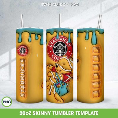 3D Inflated Winnie The Pooh Coffee Tumbler Wrap PNG, Pooh Starbucks Coffee 20oz Skinny Tumbler Template PNG 3D Inflated Winnie The Pooh Coffee Tumbler Wrap PNG, Pooh Starbucks Coffee 20oz Skinny Tumbler Template PNG