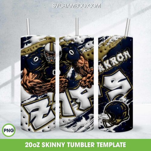Akron Zips 3D Inflated Tumbler Wrap PNG, Football Team Akron Zips 20oz Skinny Tumbler Template PNG