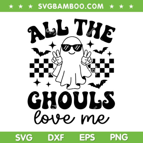 All The Ghouls Love Me SVG PNG, Halloween Boy Ghost Groovy SVG, Cute Kids Halloween DXF SVG PNG EPS