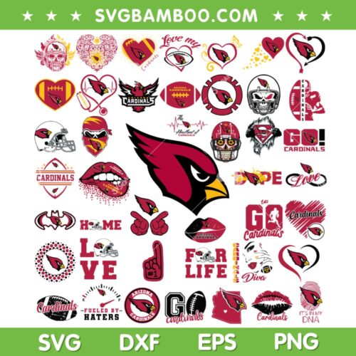 Arizona Cardinals Mega Bundle SVG, Cardinals Logo Bundle SVG, NFL Football Team DXF SVG PNG EPS