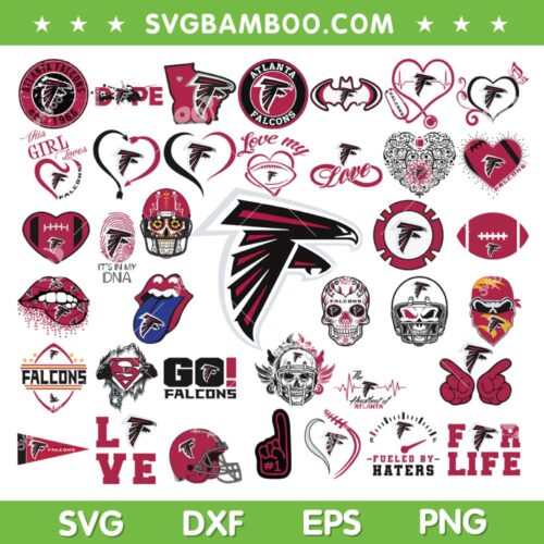 Atlanta Falcons Mega Bundle SVG, Falcons Logo Bundle SVG, NFL Team DXF SVG PNG EPS