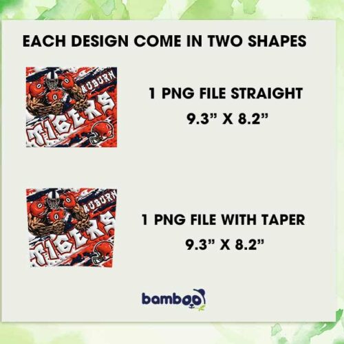 Auburn Tigers Tide 3D Inflated Tumbler Wrap PNG, Tigers Tide Football Teams 20oz Skinny Tumbler Template PNG