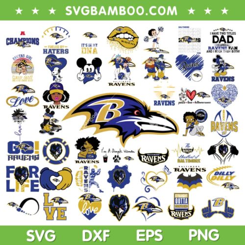 Baltimore Ravens Mega Bundle SVG, Ravens Logo Bundle SVG, NFL Logo Baltimore Ravens DXF SVG PNG EPS
