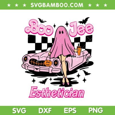 Boo Jee Esthetician SVG PNG, Retro Barbie Ghost Car SVG, Boo Jee Pink Car DXF SVG PNG EPS Boo Jee Esthetician SVG PNG, Retro Barbie Ghost Car SVG, Boo Jee Pink Car DXF SVG PNG EPS